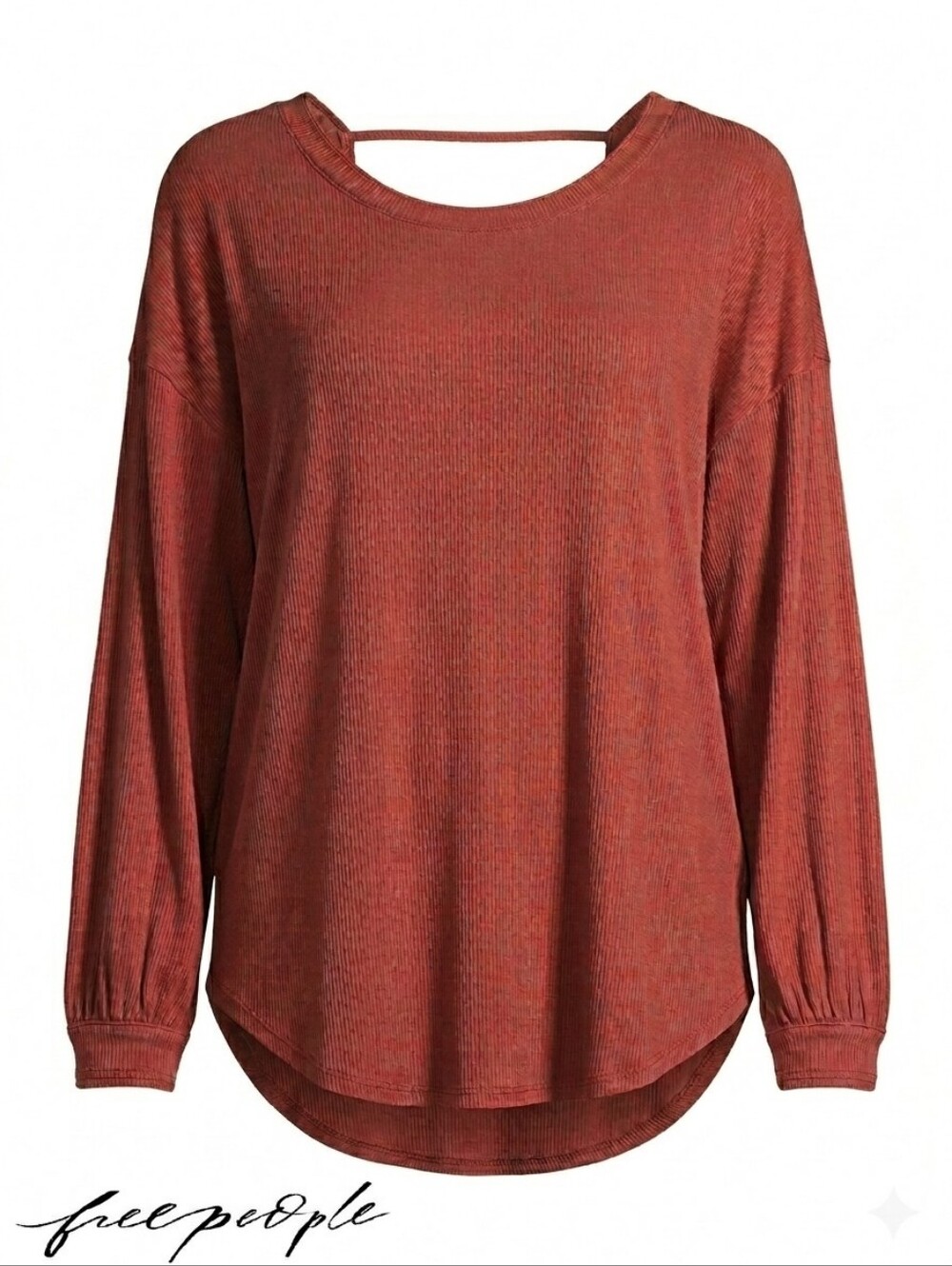 Free People Shimmy Shake Top Open Twist Back Ribbed Knit Slouchy Large L Terraco